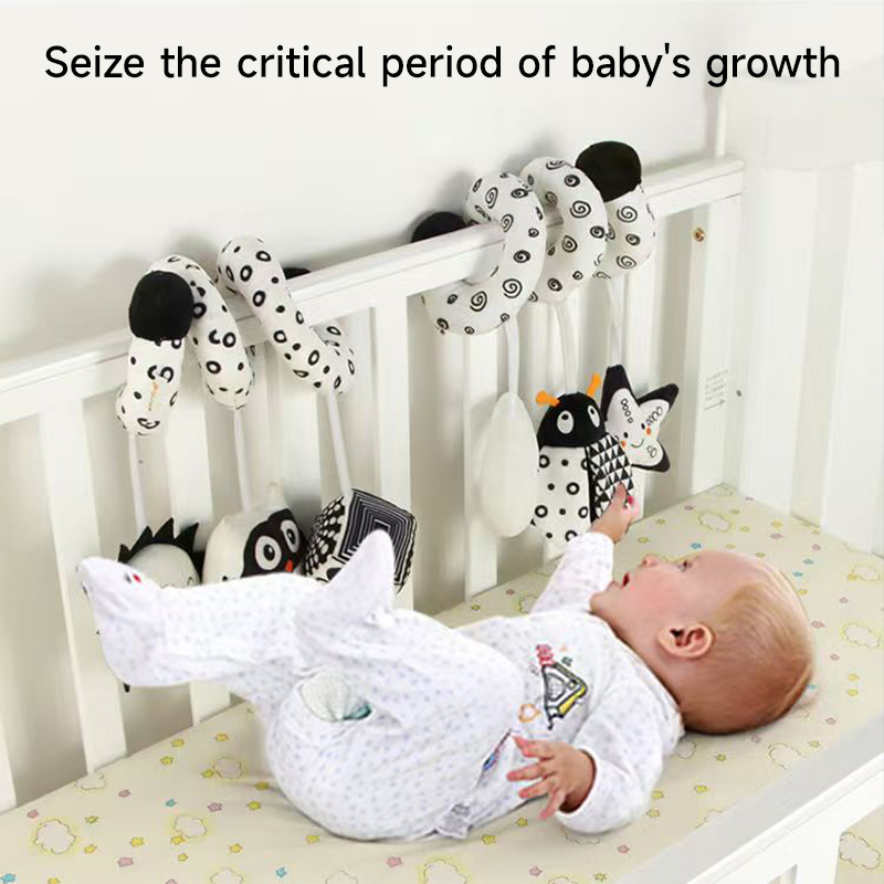 Baby Rattle Toy Set - Bebek Spiral Peluş Oyuncaklar Siyah ve
