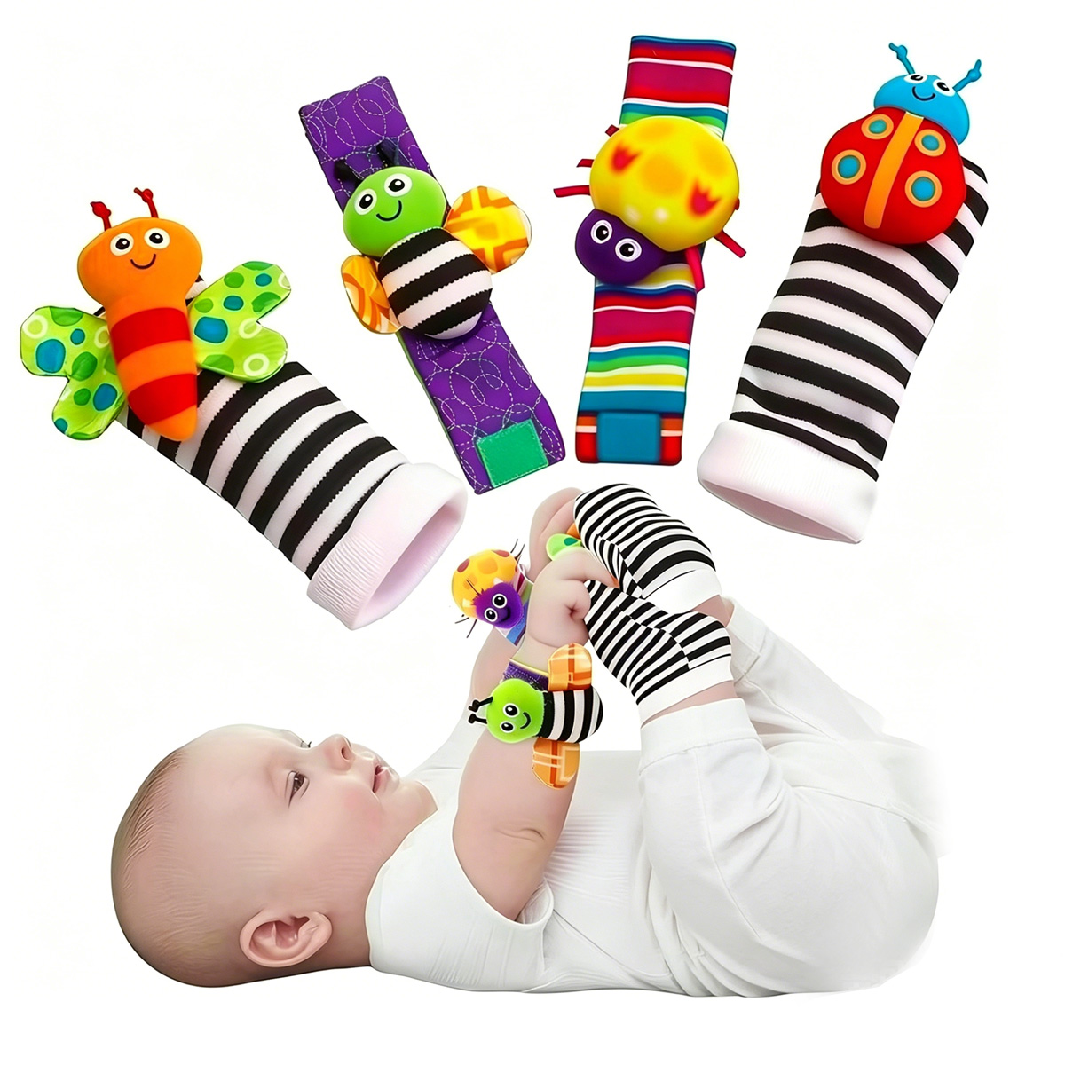 Baby Rattle Toy Set - 4 adet Bebek Çıngırak Oyuncaklar Sevimli