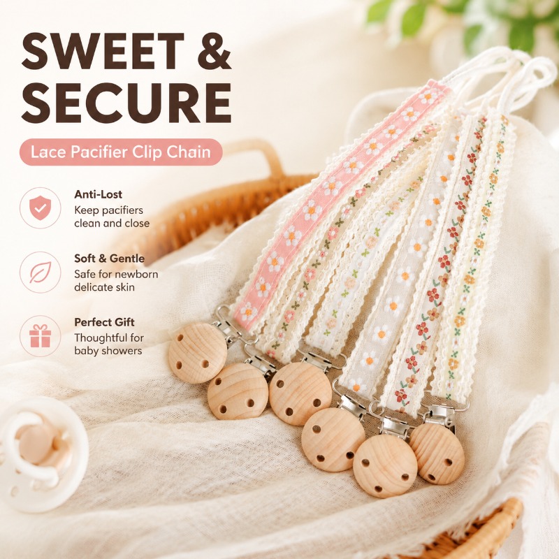 Baby Products Newborn - Yenidoğanlar İçin Dantel Emzik Zinciri, Kaybolmaya